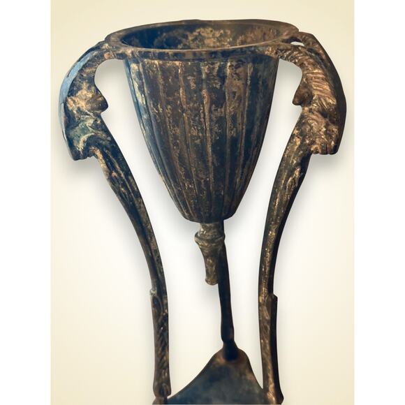 Antique Ram Head Neoclassical Tripod Incense Burner Urn 9 Inch - Picture 7 of 11